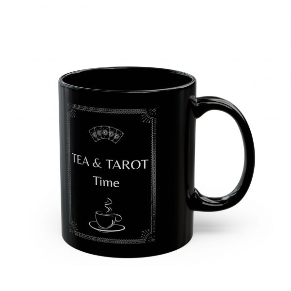 It's Tea and Tarot Time Black Ceramic Mug