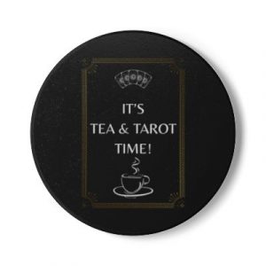 Tea and Tarot Black Ceramic Coaster